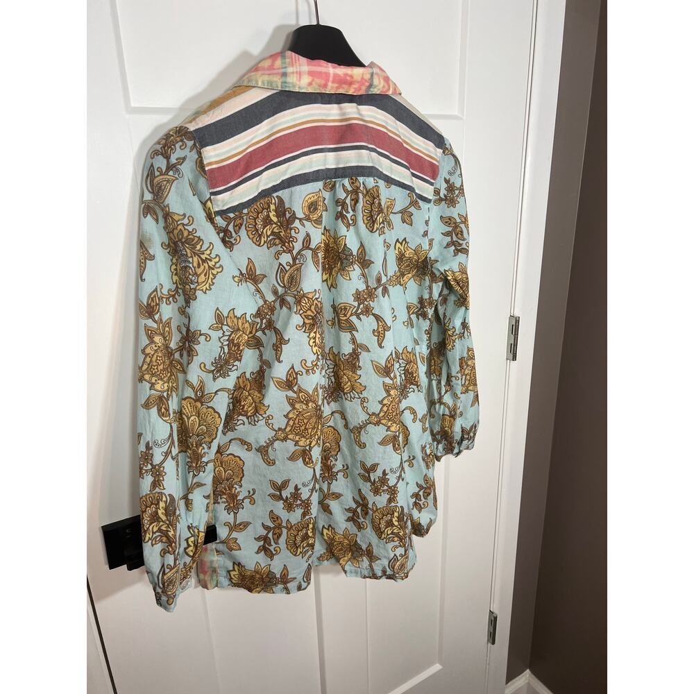 Soft Surroundings Boho Long Line Embroidered Floral Cotton Shirt Tunic Size L - Picture 5 of 8